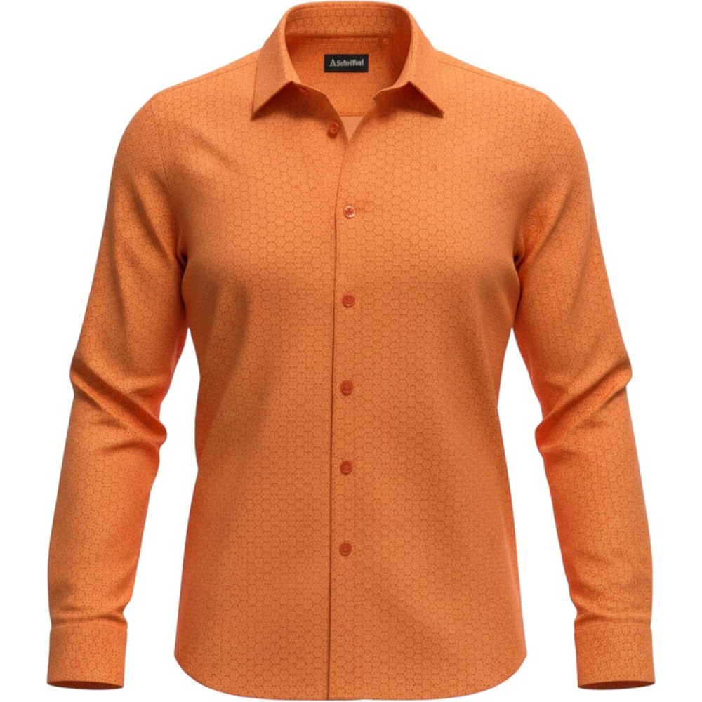 Schöffel Button Down Shirt Mens XL Orange Geometric Print Long Sleeve Outdoor LS